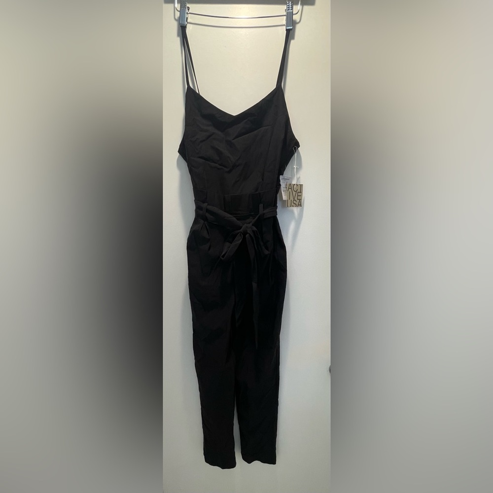 Black jumpsuit belt tie